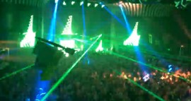 Night club with green and blue lasers